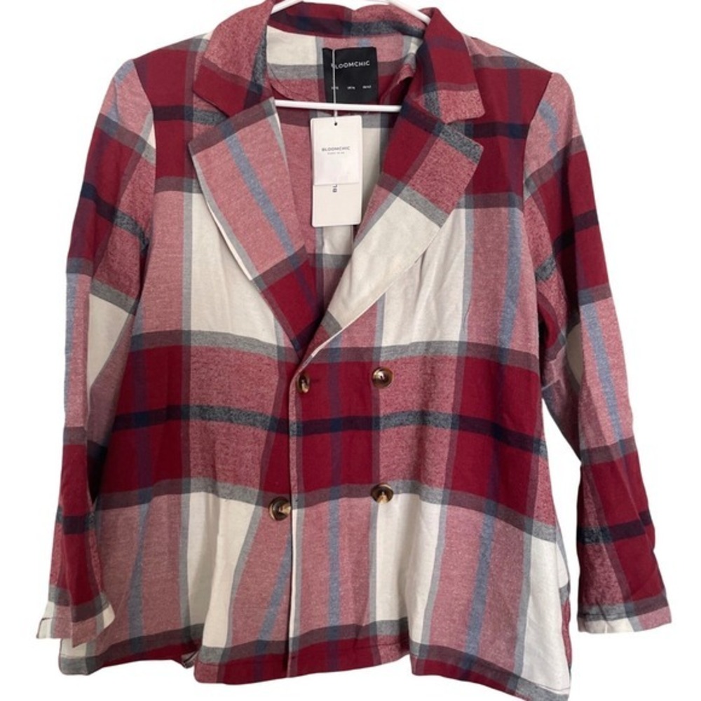 BloomChic Women's Colorblock 90' Blazer Long Sleeve Workwear preppy Size 12 - Picture 2 of 13